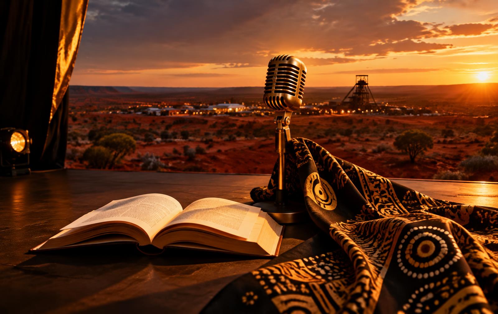 Festival stage at sunset